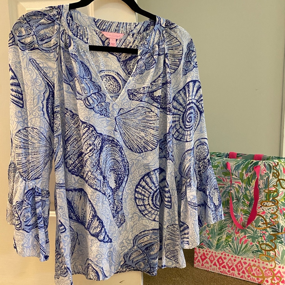 EUC Lilly Pulitzer Matilda Silk Top - Stuffed Shells